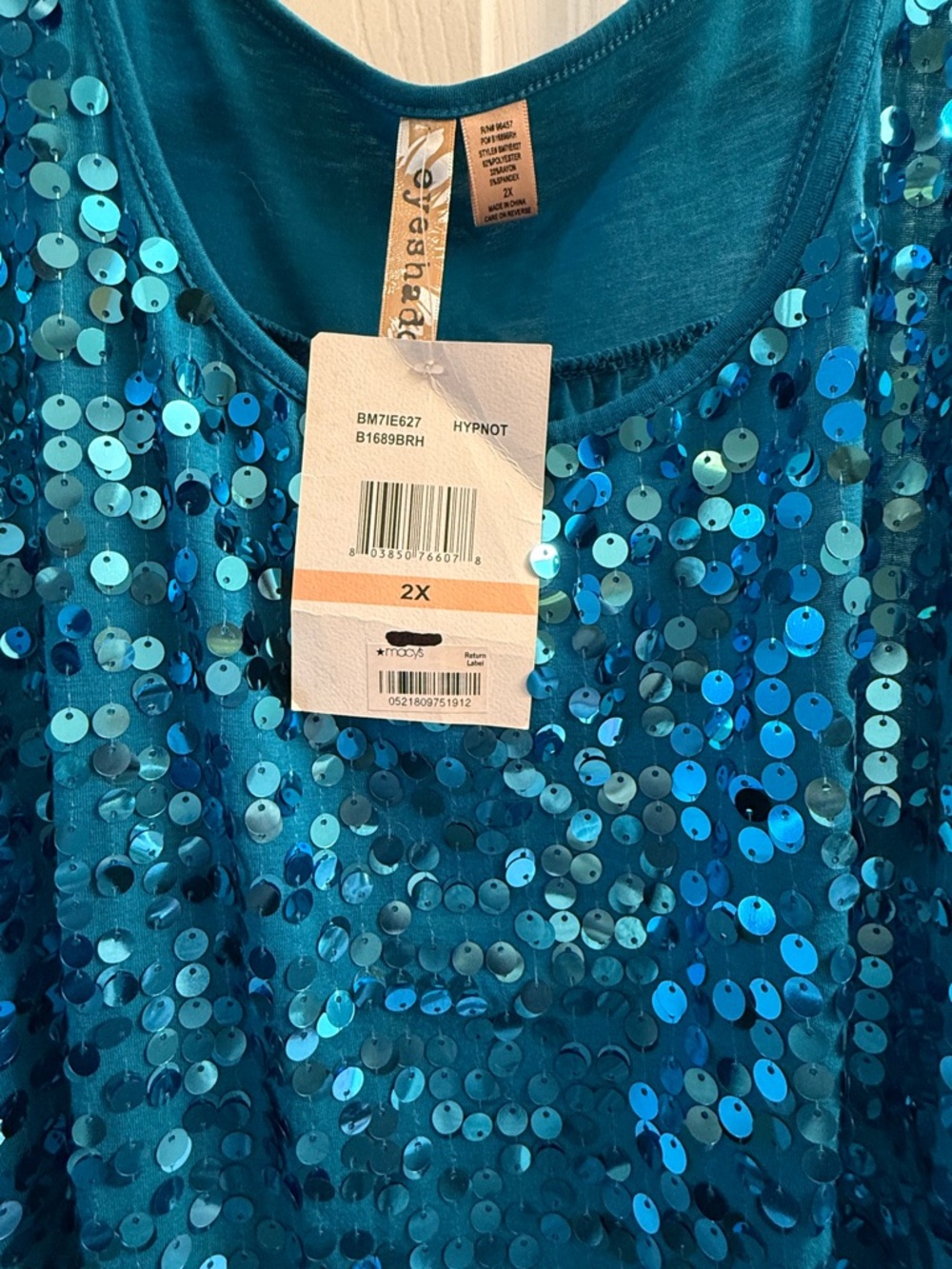 Eyeshadow Turquoise Sequin Tank Top - Picture 6 of 6